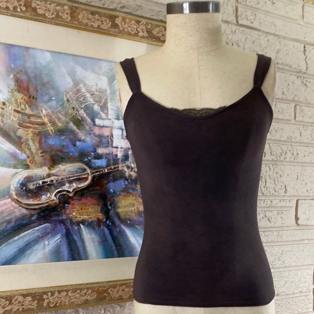 No Brand Lace Inset Trim Cami Tank Top